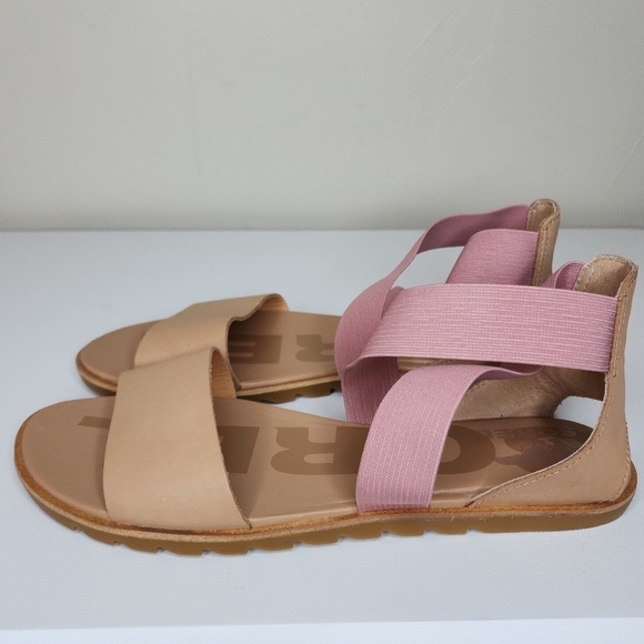 SOREL Women's Ella II‎ Flat Sandal Honest Beige And Fraser Pink Size 10 - Picture 3 of 10